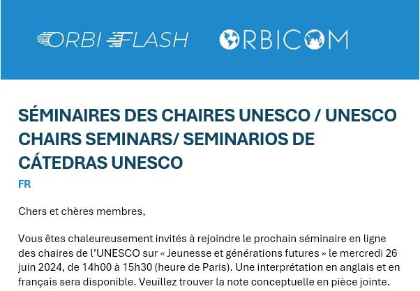 SÉMINAIRES DES CHAIRES UNESCO