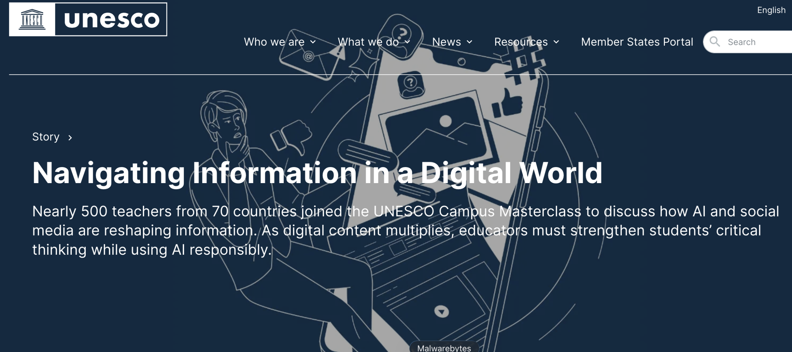 En-tête de l’article UNESCO « Navigating Information in a Digital World ».
