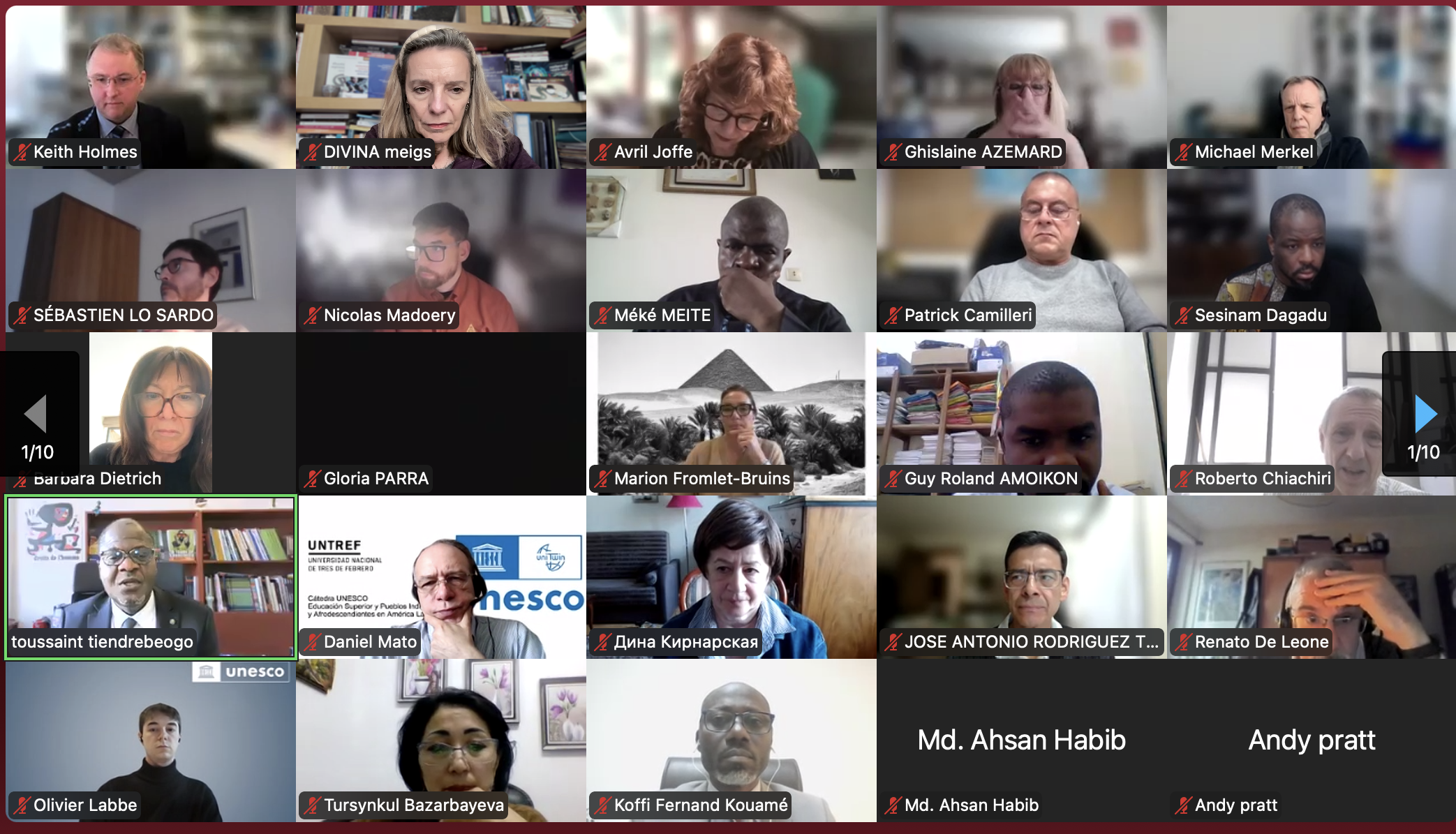 Participants au dialogue en ligne de l’UNESCO sur l’IA et la culture.